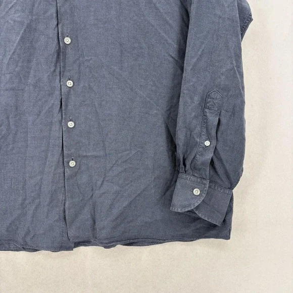Proper Cloth Shirt Mens 3XL Blue Solid Long Sleeve Tencel Twill Button Up Casual - Picture 4 of 14